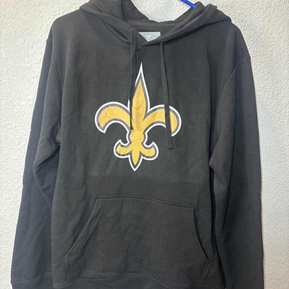 Fanatics Saints Hoodie Pullover Sweatshirt Fleur de Lis Logo Black Large